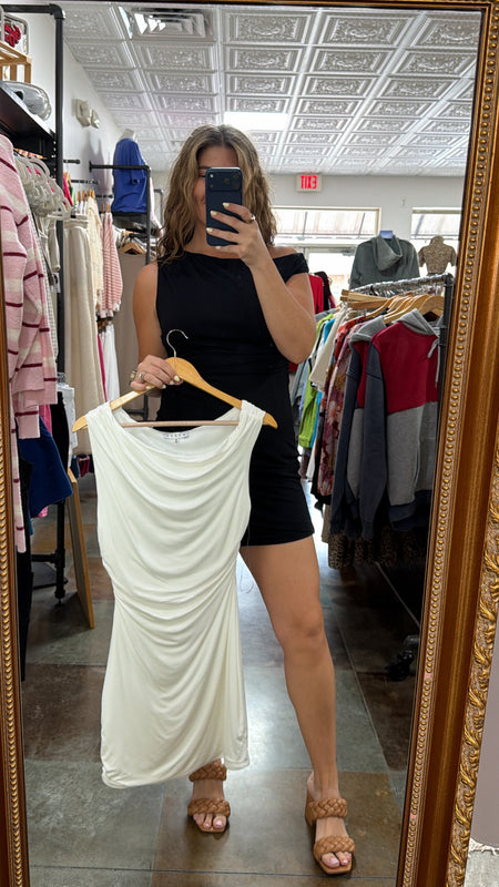 RUCHED SIDE DRESS- 2 COLORS