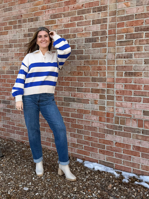 COBALT STRIPED SWEATER