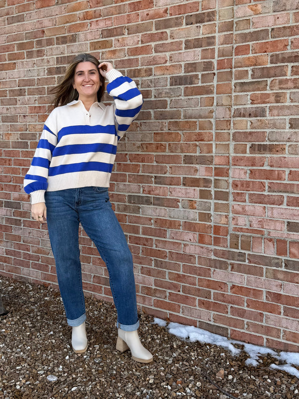 COBALT STRIPED SWEATER
