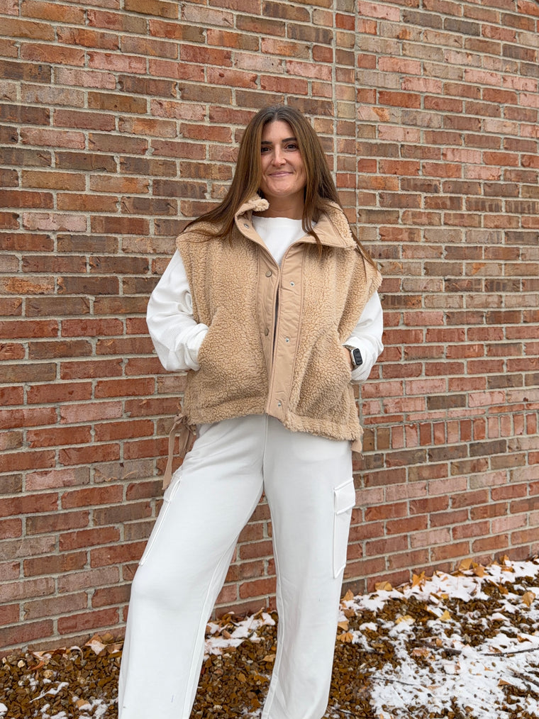 BOW TIED FUZZY VEST- 2 COLORS