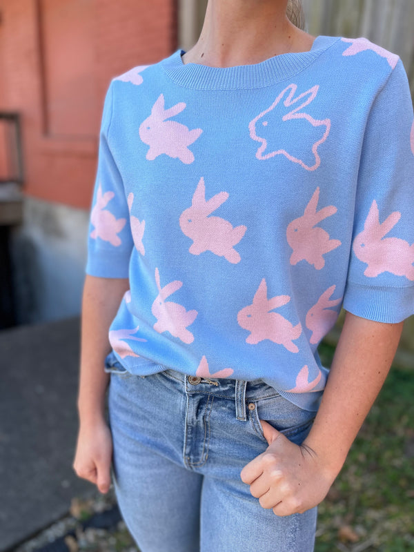 SKY BLUE BUNNY SWEATER