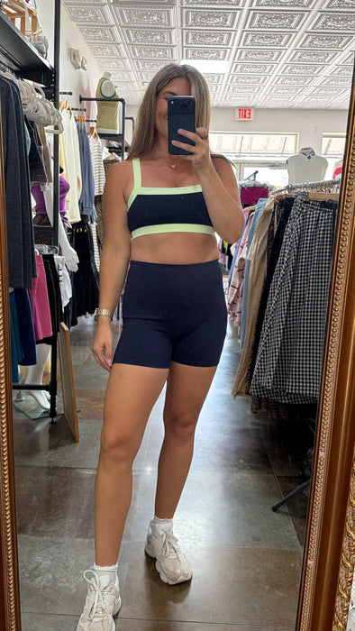 NAVY BIKER SHORTS