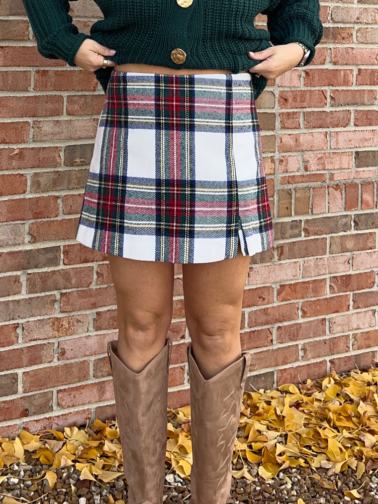 HOLIDAY PLAID SKORT- 2 COLORS