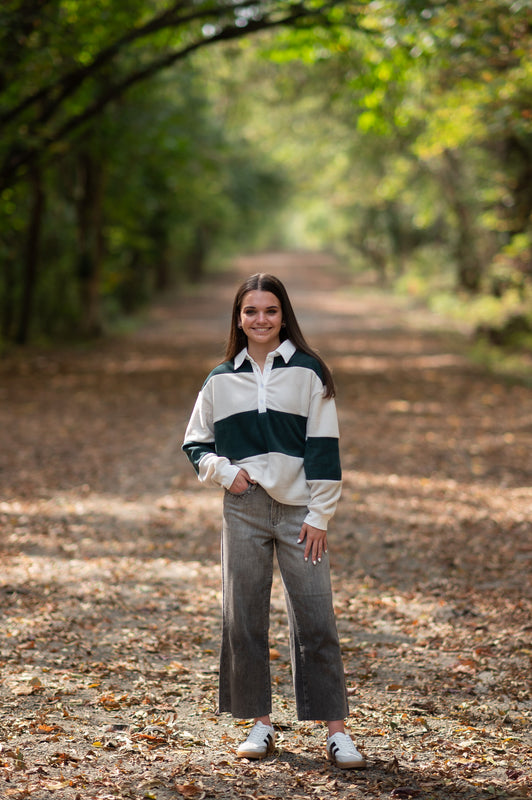 THICK STRIPED POLO TOP- 2 COLORS