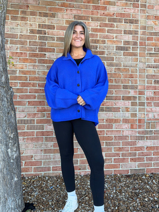LARGE BUTTON FRONT CARDIGAN- 3 COLORS