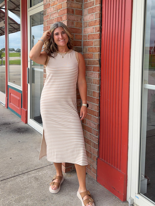 STRIPED MIDI DRESS- 5 COLORS