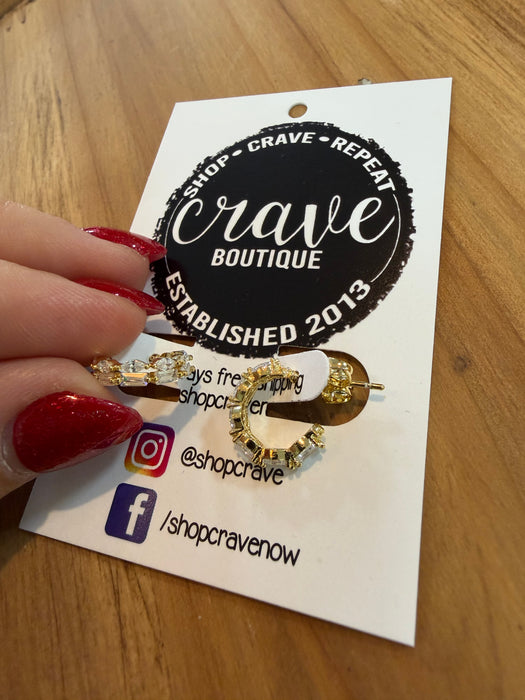 SMALL CRYSTAL HUGGIE HOOP