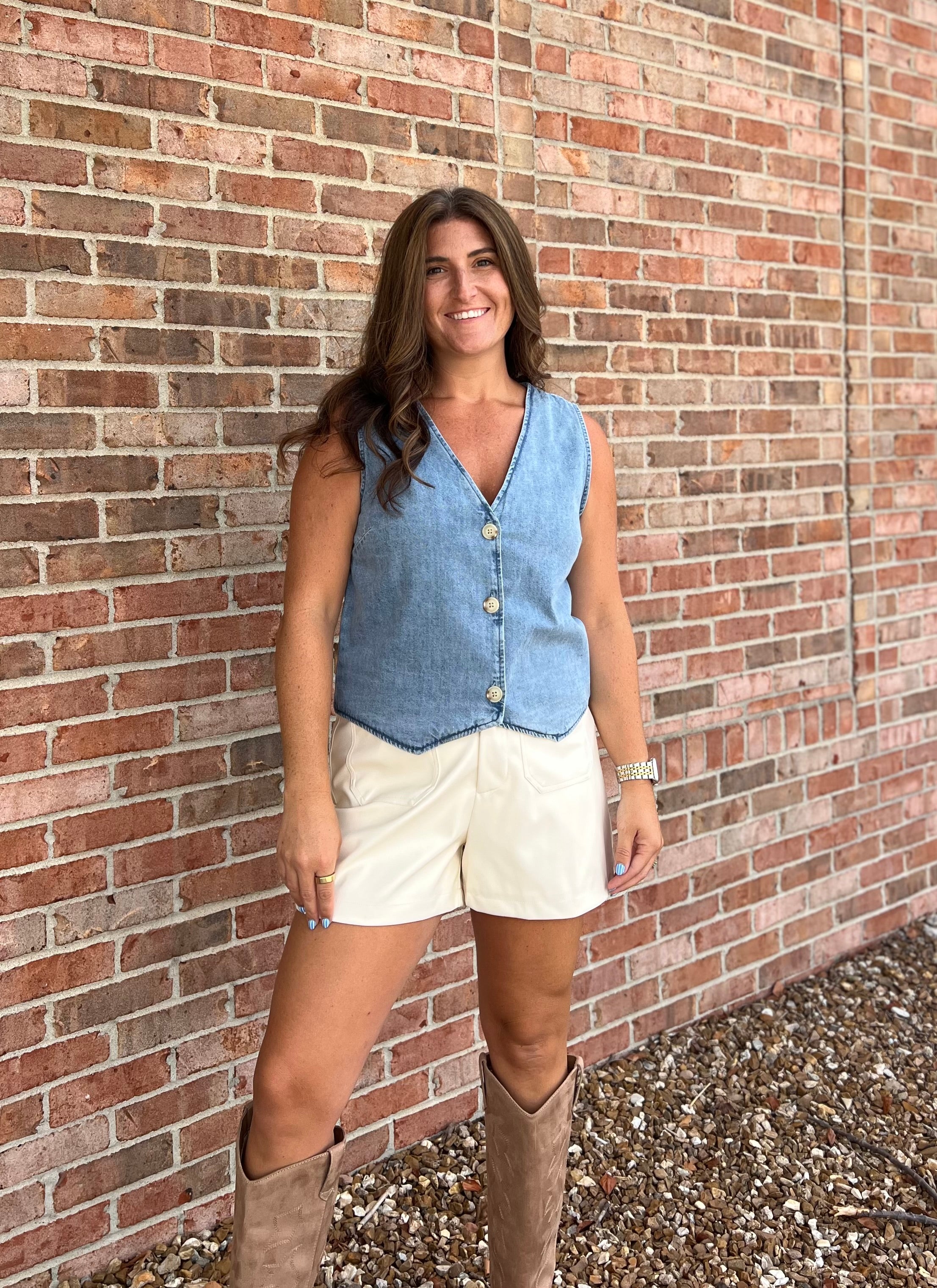 DENIM BUTTON UP VEST