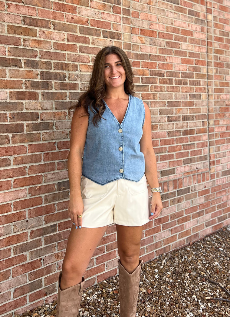 DENIM BUTTON UP VEST