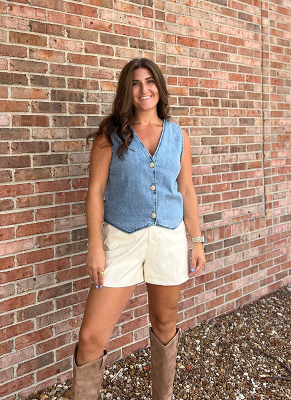 DENIM BUTTON UP VEST