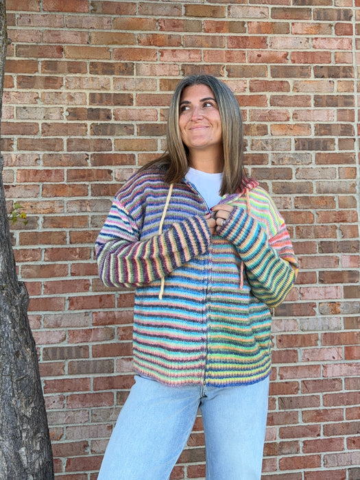 RAINBOW ZIP UP SWEATER