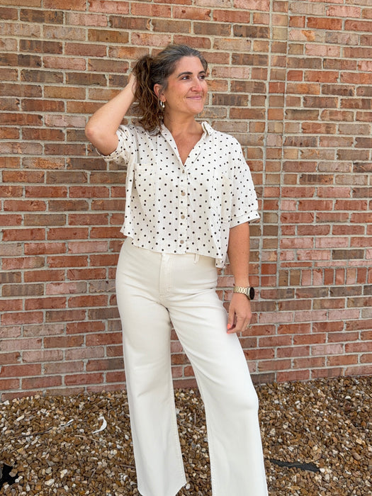 POLKA DOT COLLARED TOP- 3 COLORS