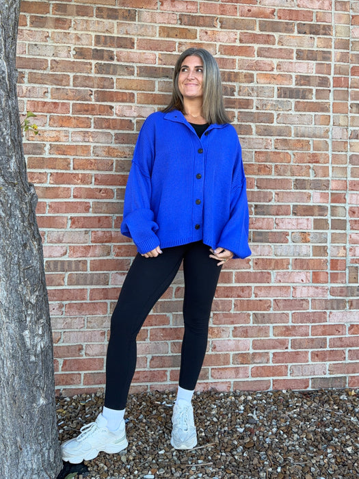 LARGE BUTTON FRONT CARDIGAN- 3 COLORS