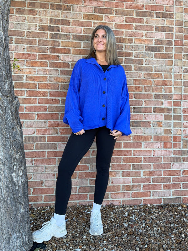 LARGE BUTTON FRONT CARDIGAN- 3 COLORS