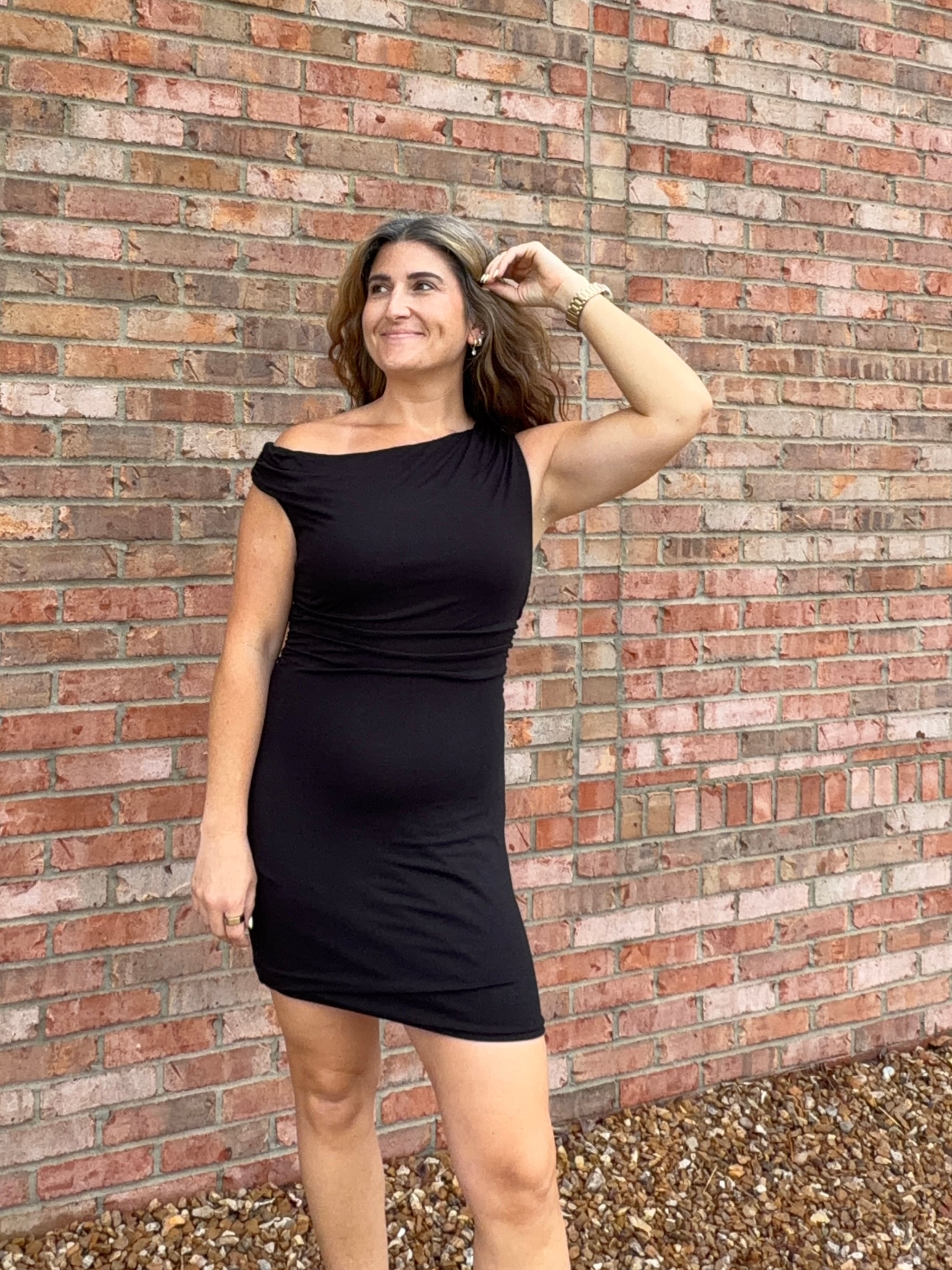 RUCHED SIDE DRESS- 2 COLORS