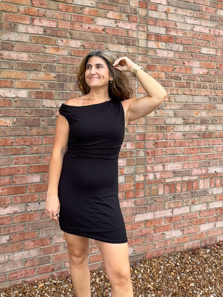 RUCHED SIDE DRESS- 2 COLORS