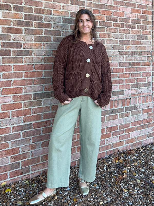 GOLD BUTTON CARDIGAN- 3 COLORS