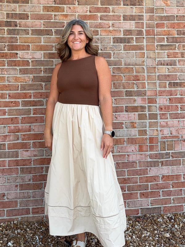 SHADES OF BROWN MIDI DRESS