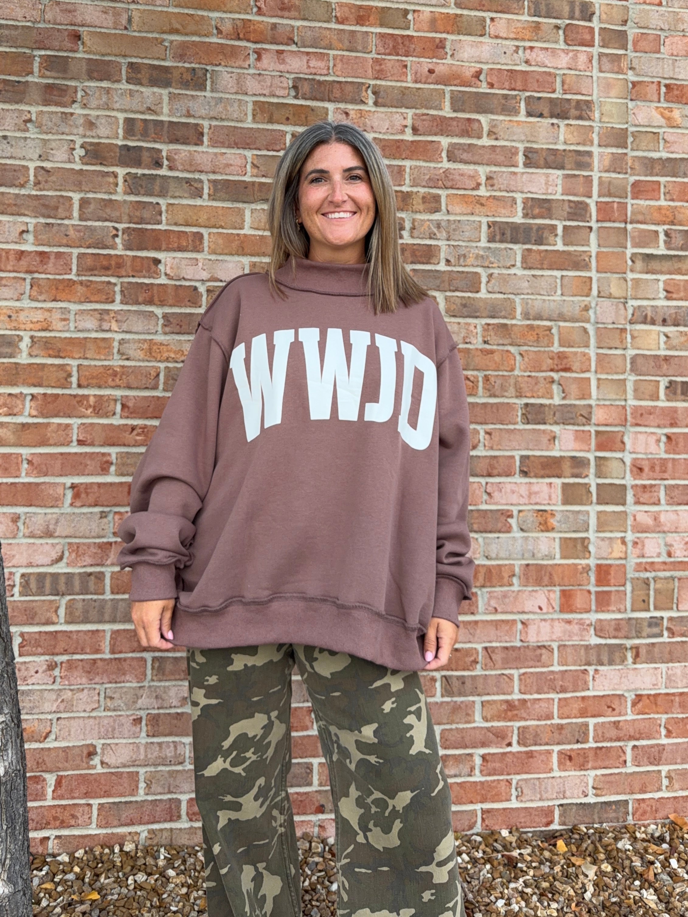 WWJD AMEN REVERSIBLE MOCKNECK SWEATSHIRT