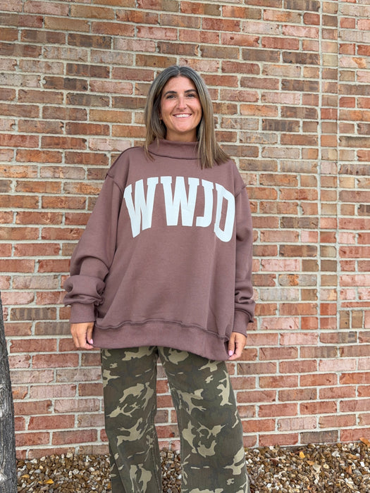 WWJD AMEN REVERSIBLE MOCKNECK SWEATSHIRT
