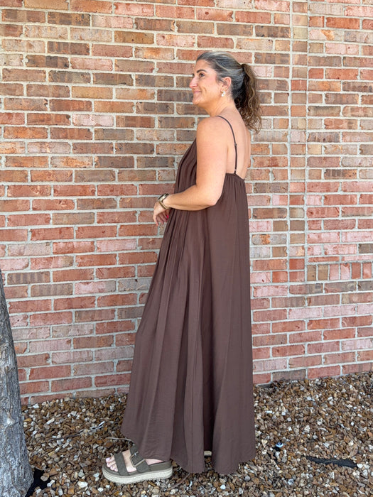 PLEATED PINTUCK MAXI DRESS- 2 COLORS