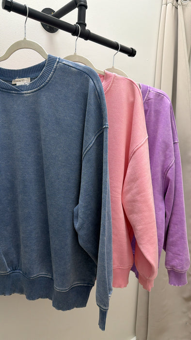 ACID WASH SWEATSHIRT- 5 COLORS