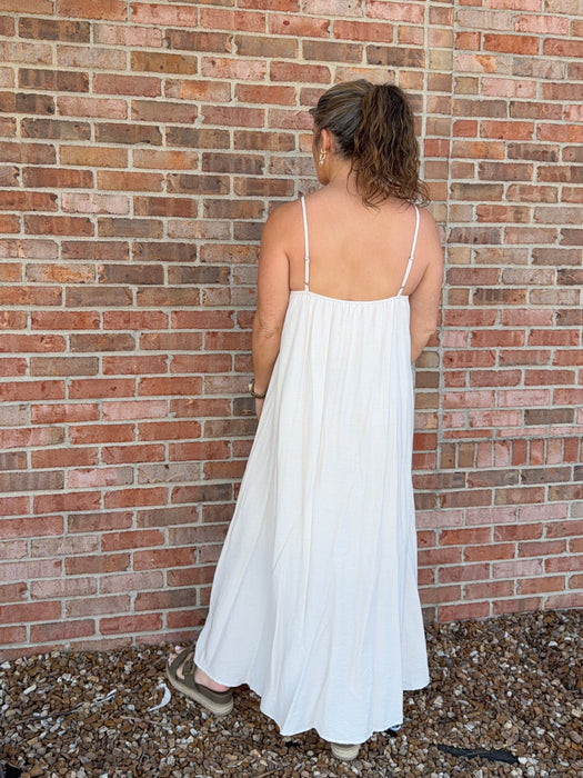 PLEATED PINTUCK MAXI DRESS- 2 COLORS