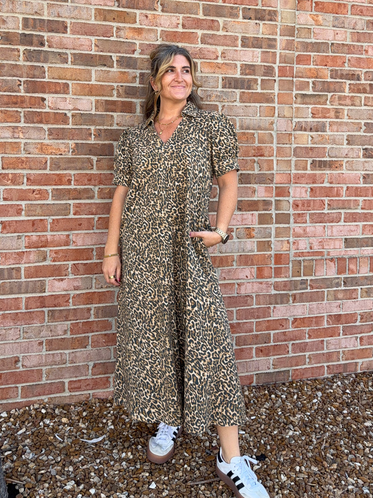 LEOPARD PRINT MIDI DRESS