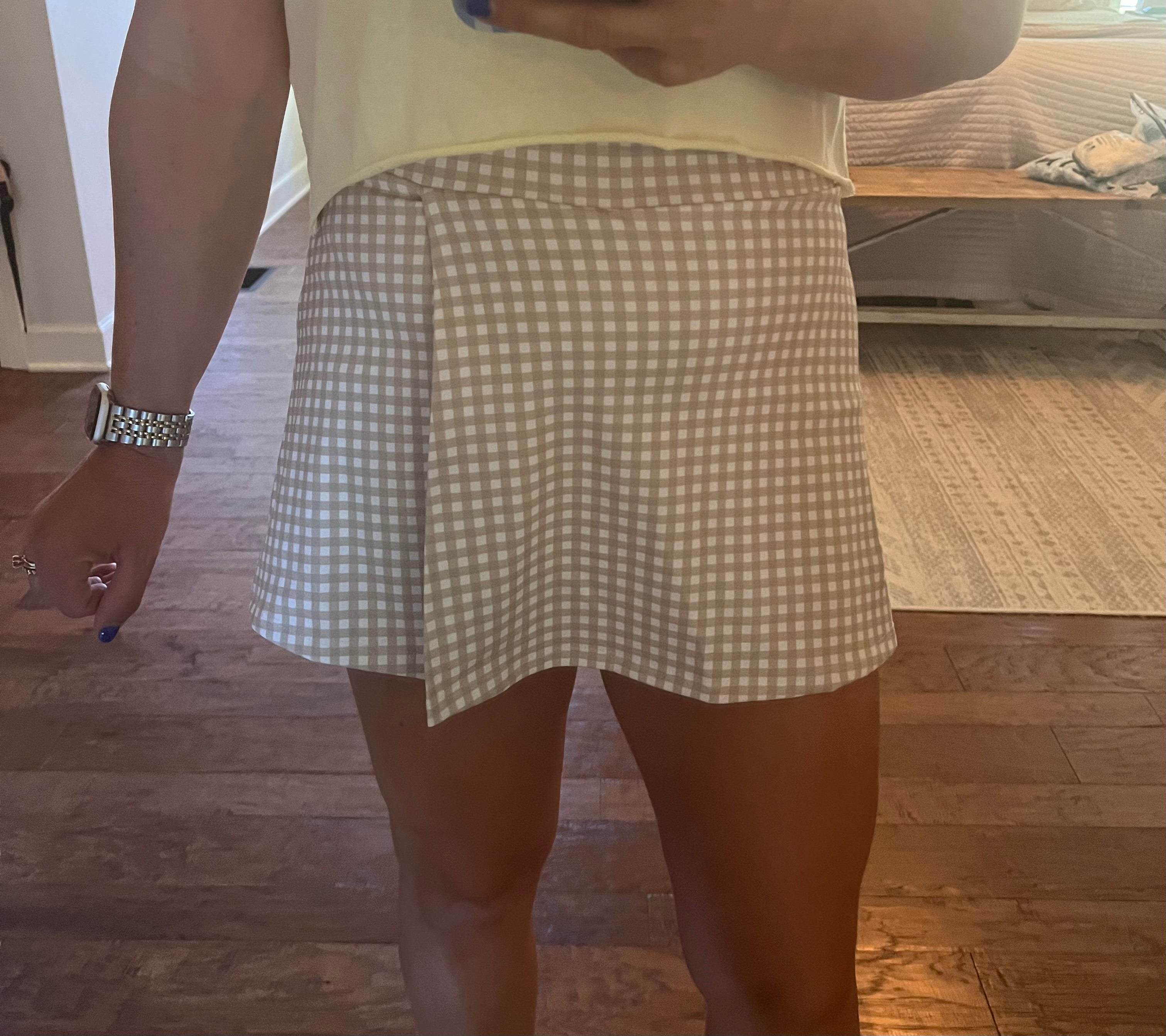 小物 argue SQUARE WOOL STOLE BEIGE GINGHAM BEIGE GINGHAM SKORT – Crave Boutique