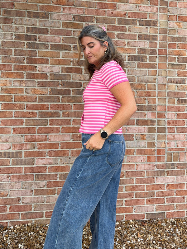 PINK STRIPED TEE