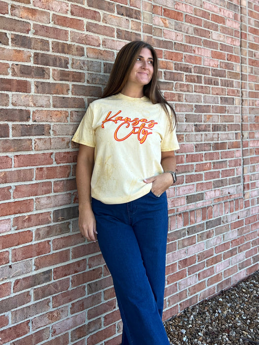 YELLOW TIE DYE KC TEE