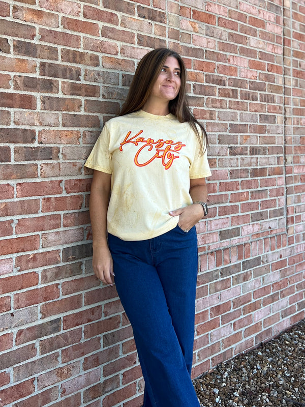YELLOW TIE DYE KC TEE