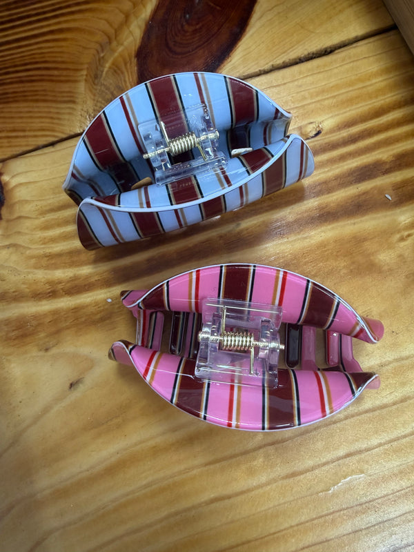 RETRO STRIPED CLAW CLIP- 2 COLORS