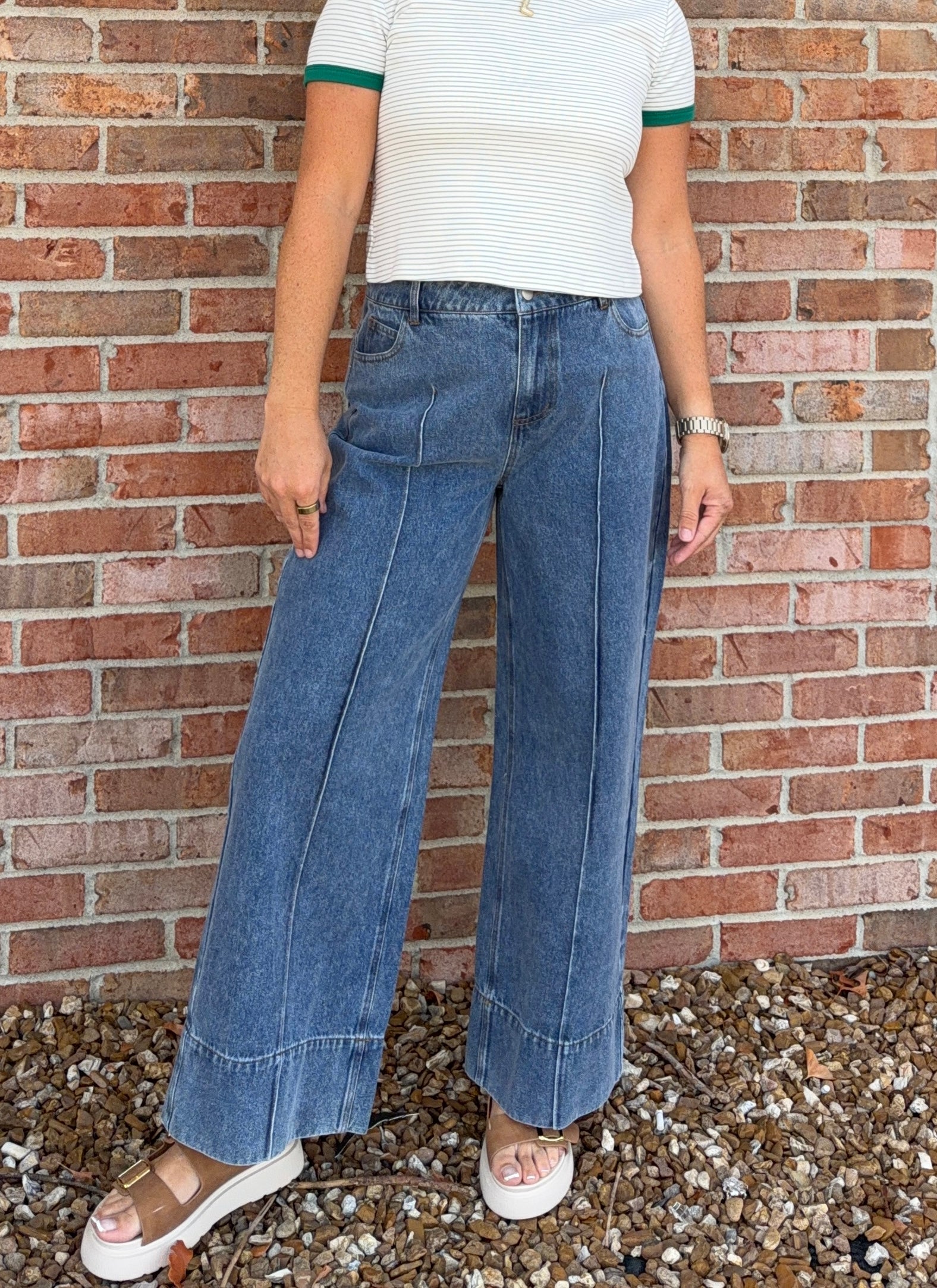 FRONT SEAM DENIM PANTS