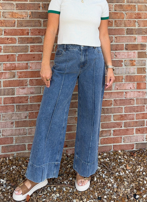 FRONT SEAM DENIM PANTS