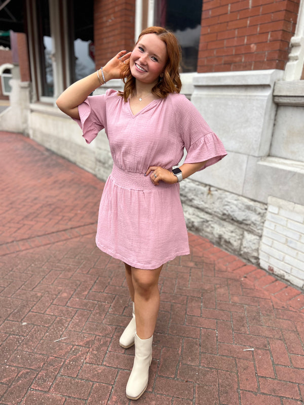 PRETTY IN PINK GAUZE DRESS