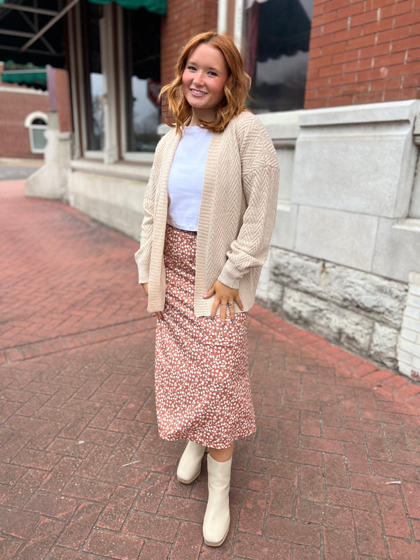 CHEVRON TEXTURED CARDIGAN- 2 COLORS