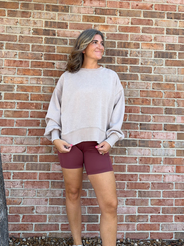 ACID WASH FLEECE PULLOVER- 6 COLORS