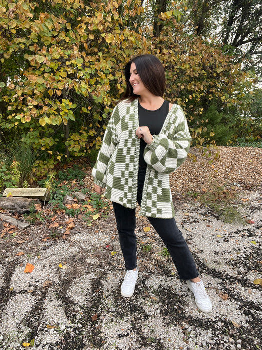 MIXED CHECK PATTERN CARDIGAN- 3 COLORS