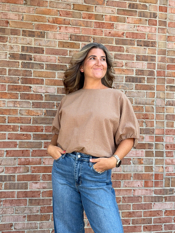 BROWN GINGHAM TOP