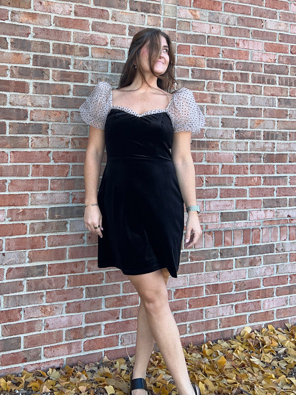 POLKA DOT VELVET DRESS