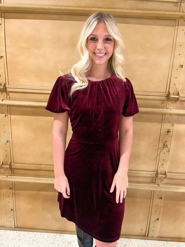 CRANBERRY VELVET DRESS Crave Boutique CRANBERRY VELVET DRESS Crave Boutique