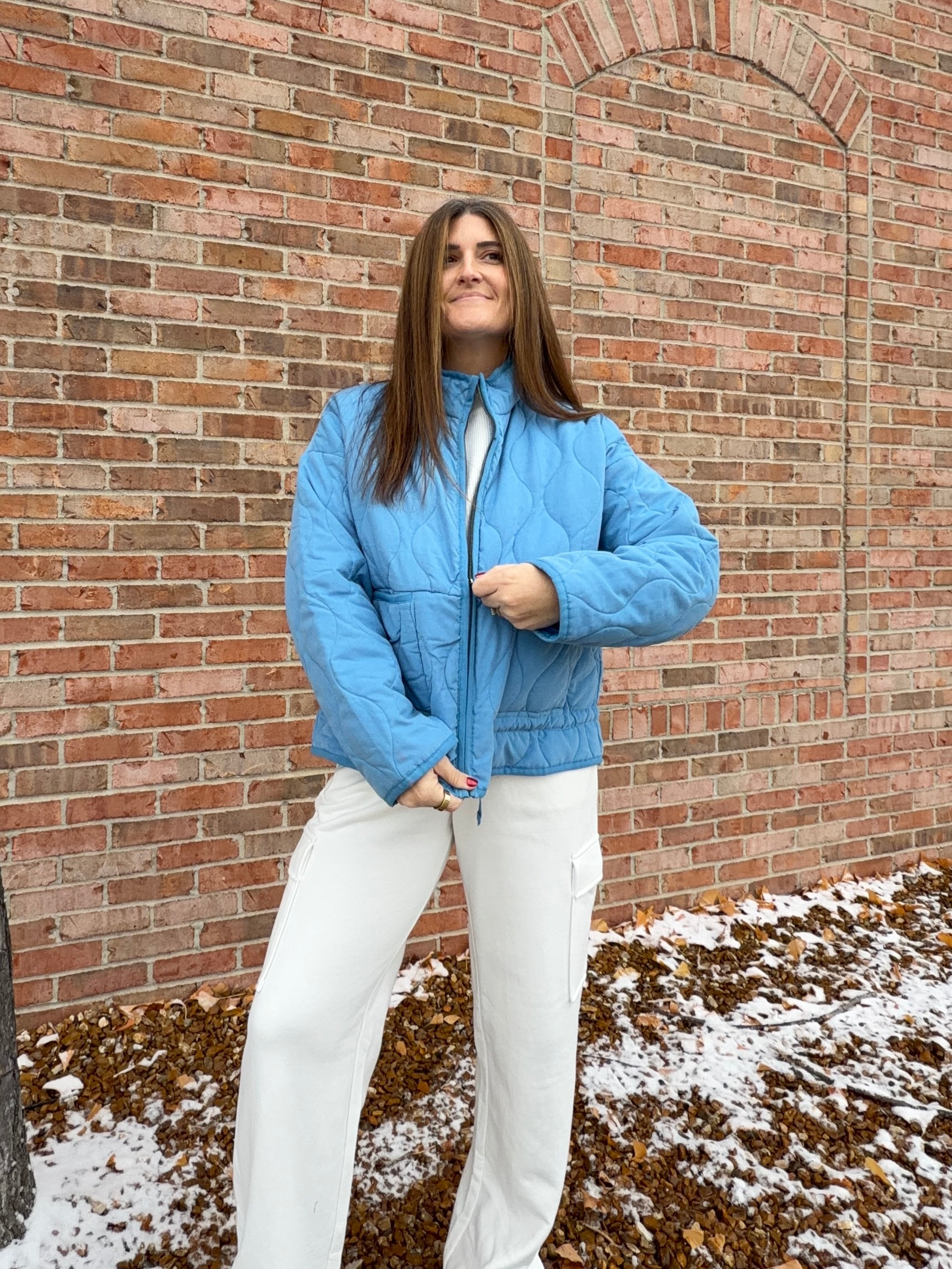 OCEAN BLUE QUILTED JACKET