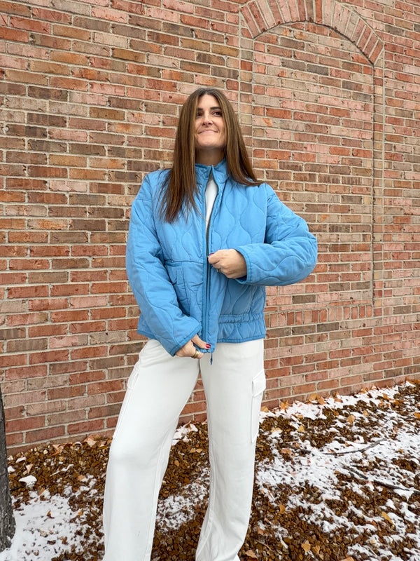 OCEAN BLUE QUILTED JACKET