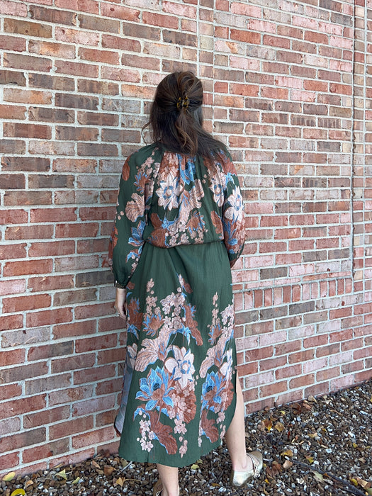 OLIVE FLORAL DRESS