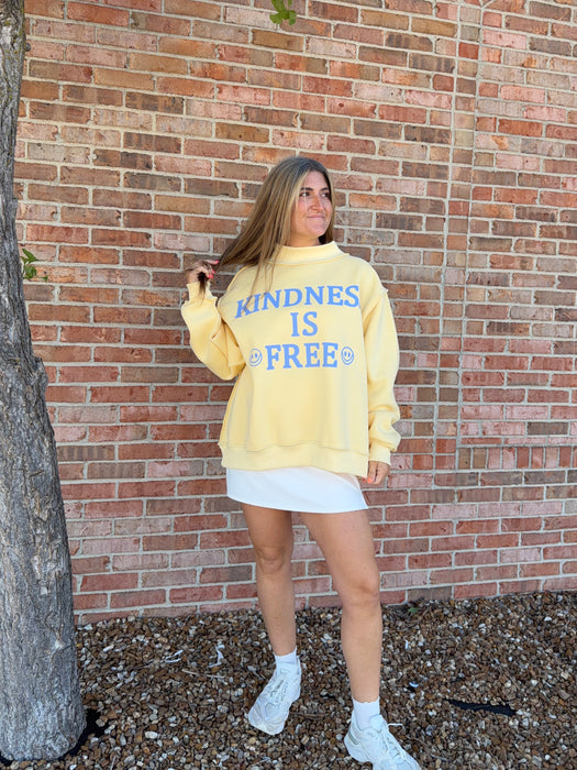 KINDNESS IS FREE MOCK NECK SWEATSHIRT (reversible)