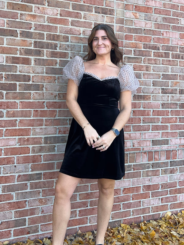 POLKA DOT VELVET DRESS