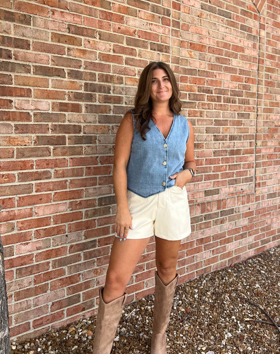 DENIM BUTTON UP VEST