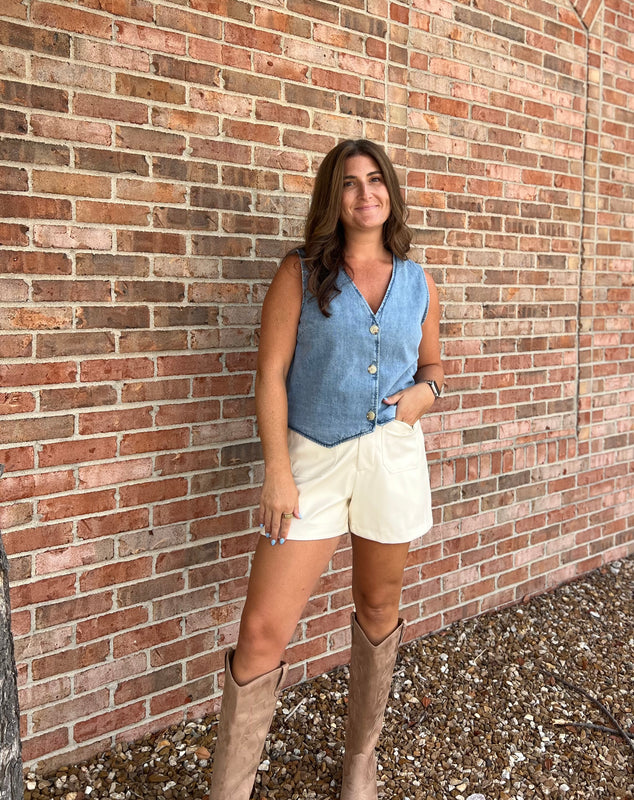 DENIM BUTTON UP VEST