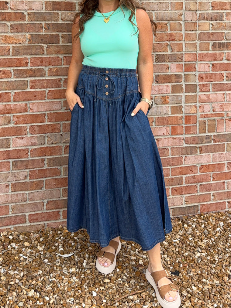 DENIM MAXI SKIRT